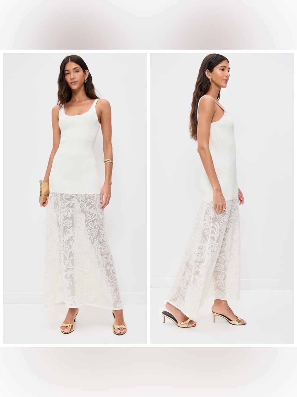 Bec & Bridge Rissa Scoop Neck Maxi Dress Ivory Floral Large Lace Tank